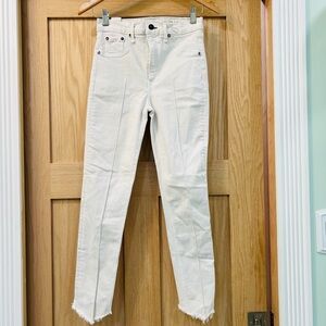 rag & bone Off-White Skinny Jeans with Raw Hem